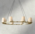 Pauillac Fabric Shade Round Chandelier 36", 48", 60"-chandelier-Briglighting