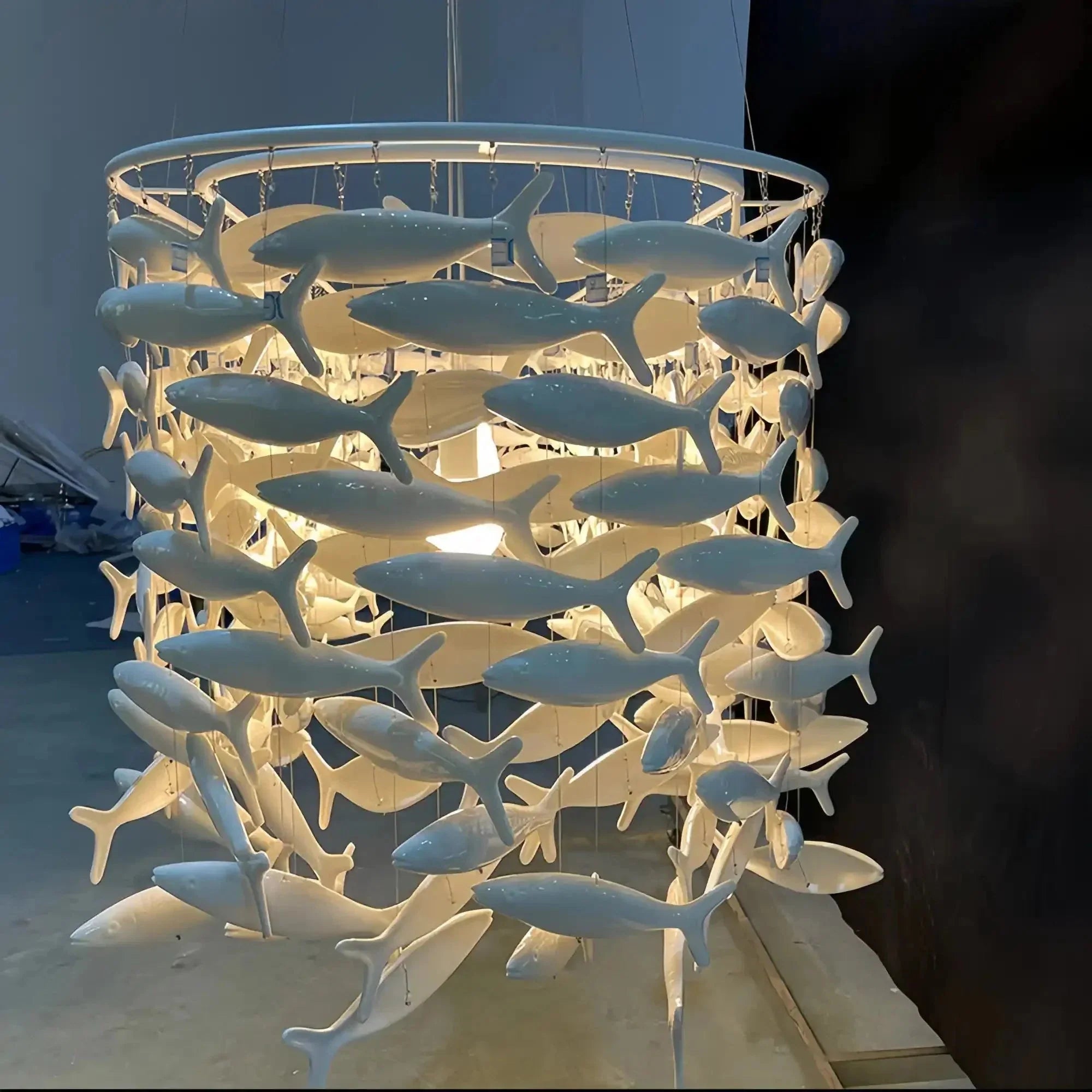 Porcelain Fish Shaped Dining Table Chandelier-Briglighting