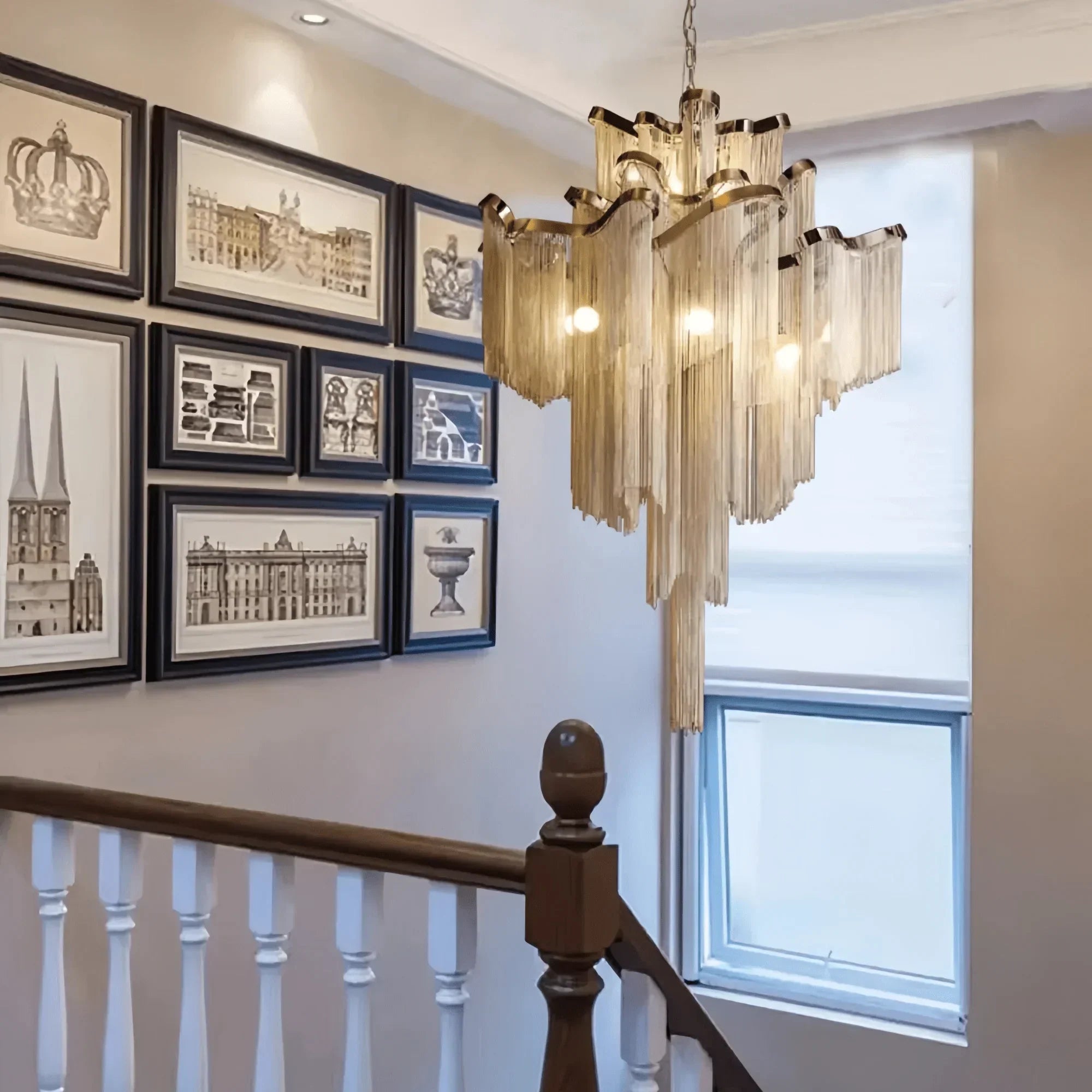 Post-Modern Extra Large Stainless Steel Long Tassel Chandelier-Briglighting