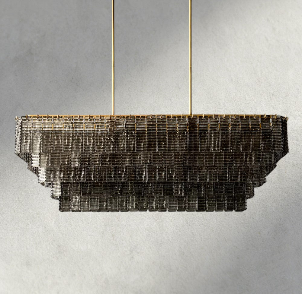Sirene Smoke Glass Rectangular Chandelier 59", 77"-chandelier-Briglighting