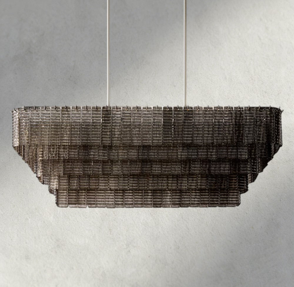 Sirene Smoke Glass Rectangular Chandelier 59", 77"-chandelier-Briglighting
