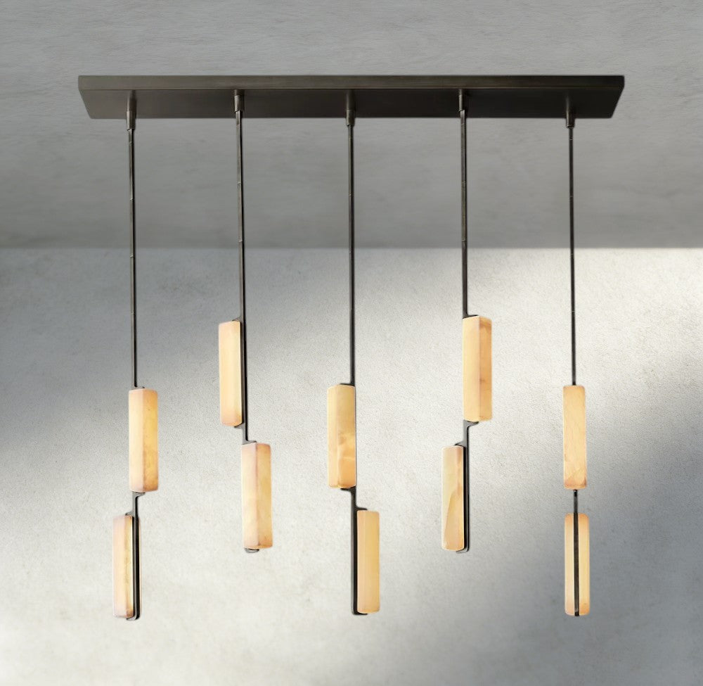 Audubon Alabaster Linear Chandelier 54"-Briglighting