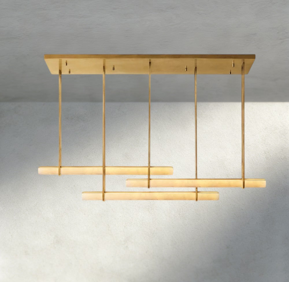 Audubon Alabaster Triple Bar Linear Chandelier-Briglighting
