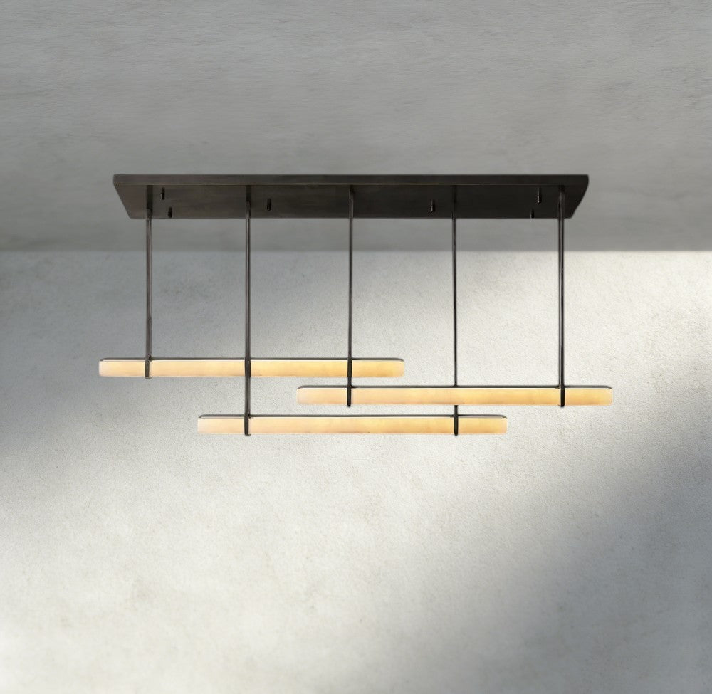 Audubon Alabaster Triple Bar Linear Chandelier-Briglighting