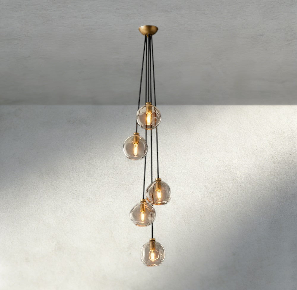 Bubble Clear Glass Cascade Pendant-Chandelier-Briglighting