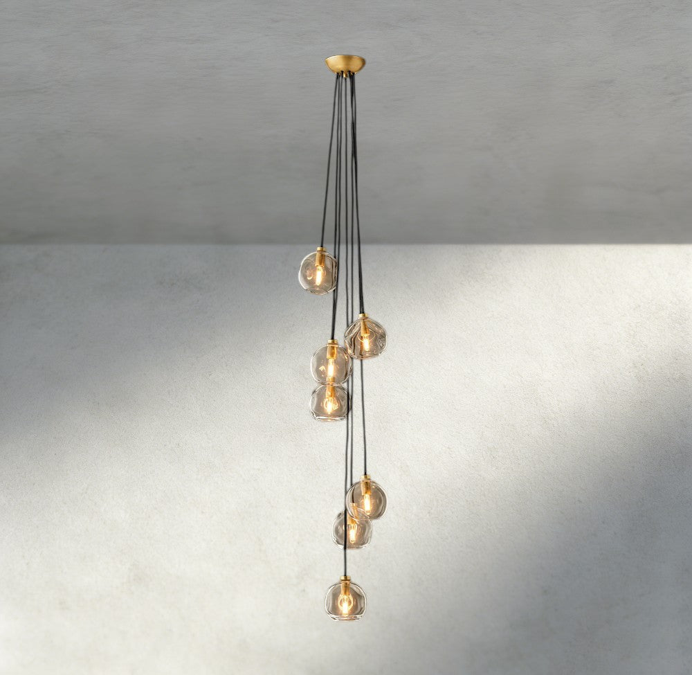 Bubble Clear Glass Cascade Pendant-Chandelier-Briglighting