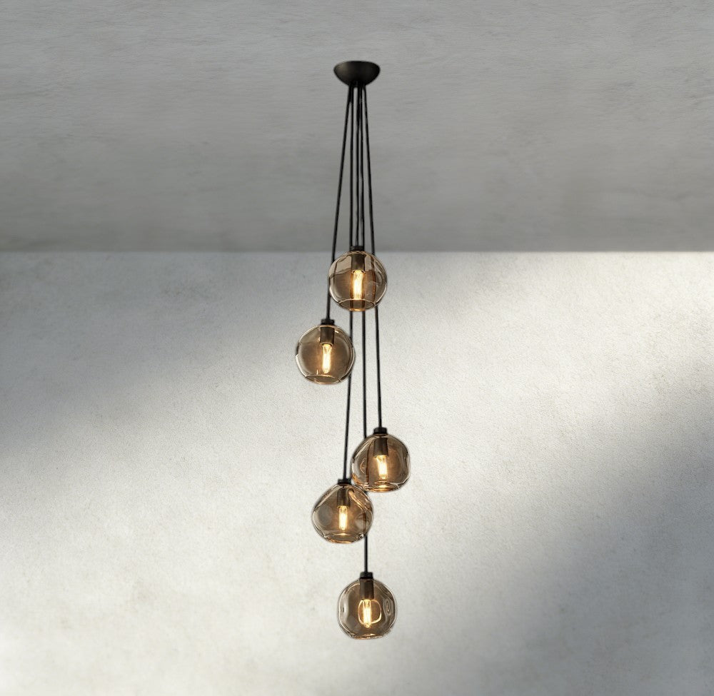 Bubble Clear Glass Cascade Pendant-Chandelier-Briglighting