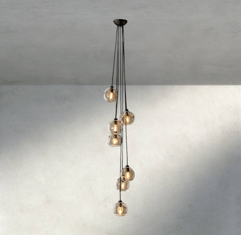 Bubble Clear Glass Cascade Pendant-Chandelier-Briglighting