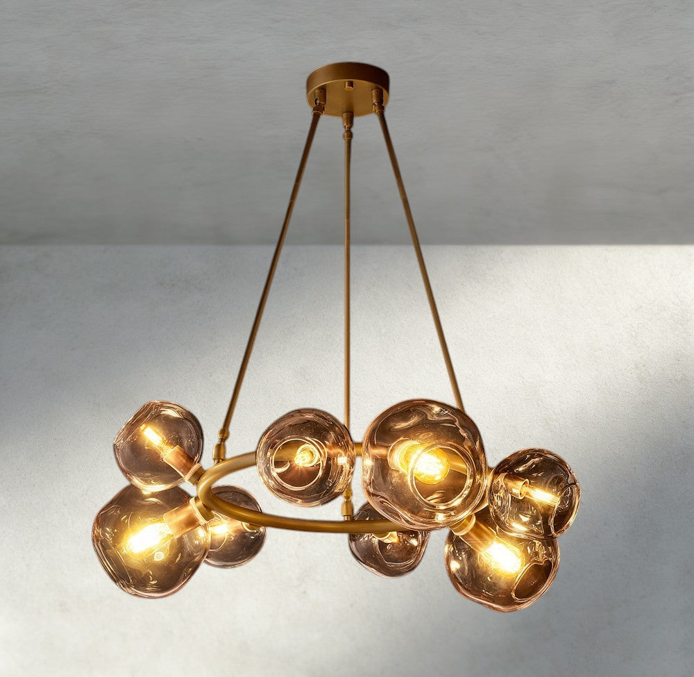 Bubble Smoke Glass Round Chandelier-Chandelier-Briglighting
