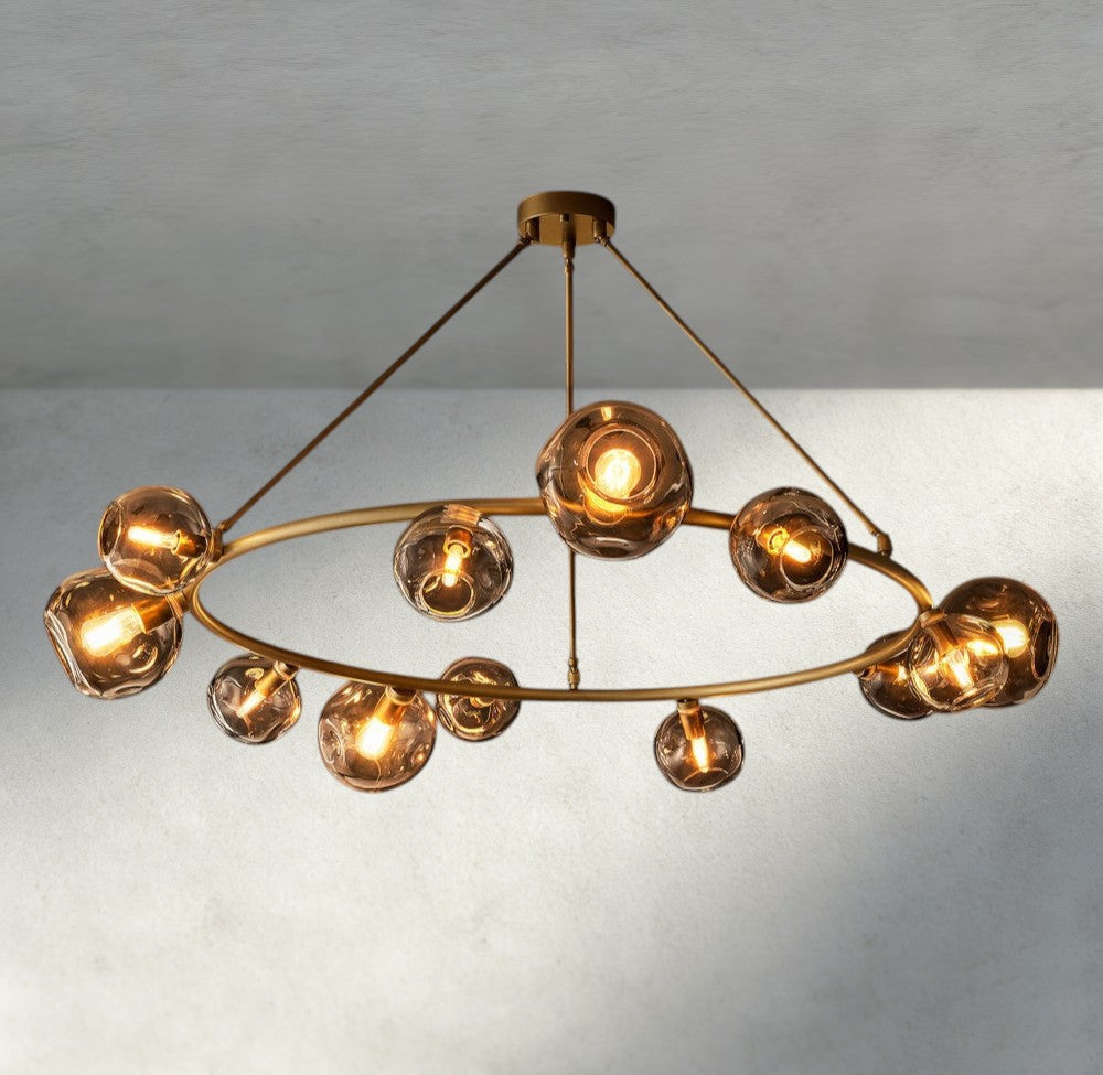 Bubble Smoke Glass Round Chandelier-Chandelier-Briglighting