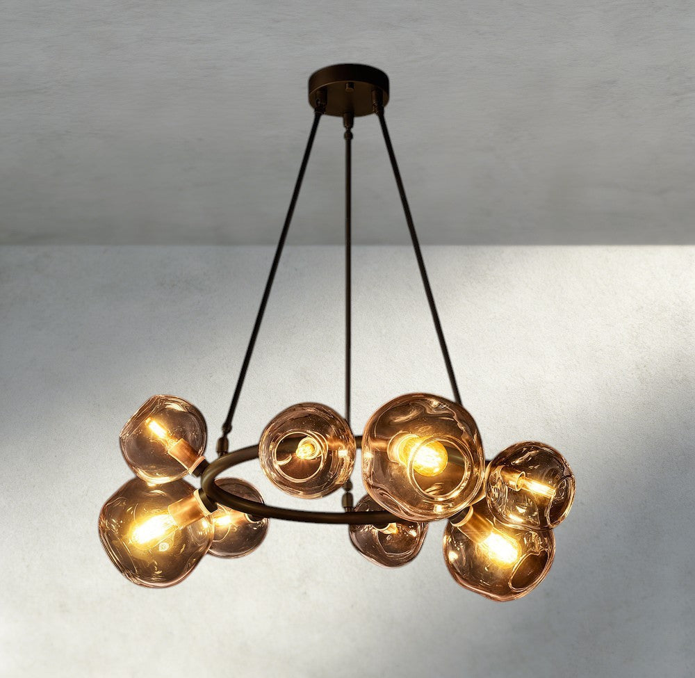 Bubble Smoke Glass Round Chandelier-Chandelier-Briglighting