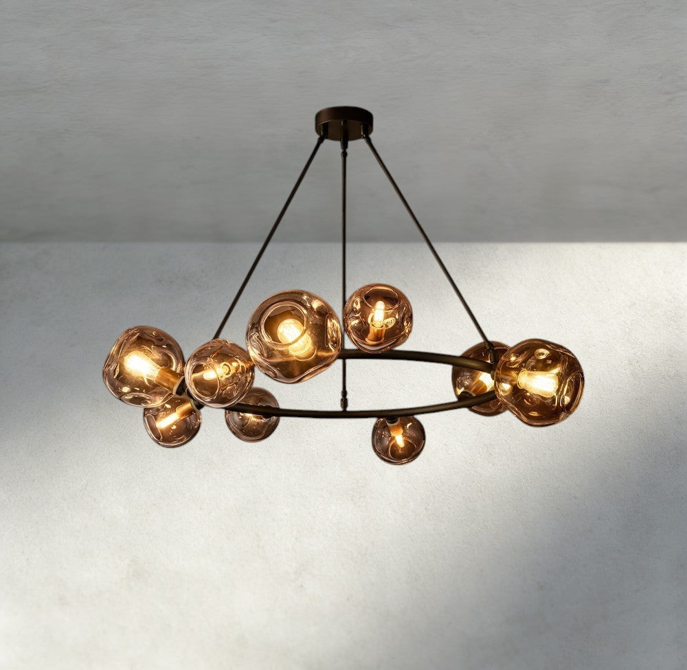 Bubble Smoke Glass Round Chandelier-Chandelier-Briglighting
