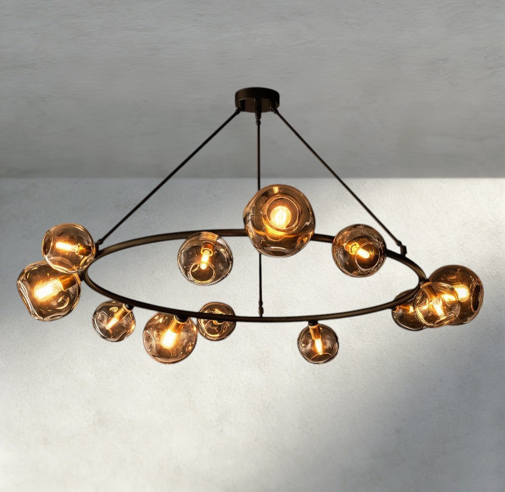 Bubble Smoke Glass Round Chandelier-Chandelier-Briglighting