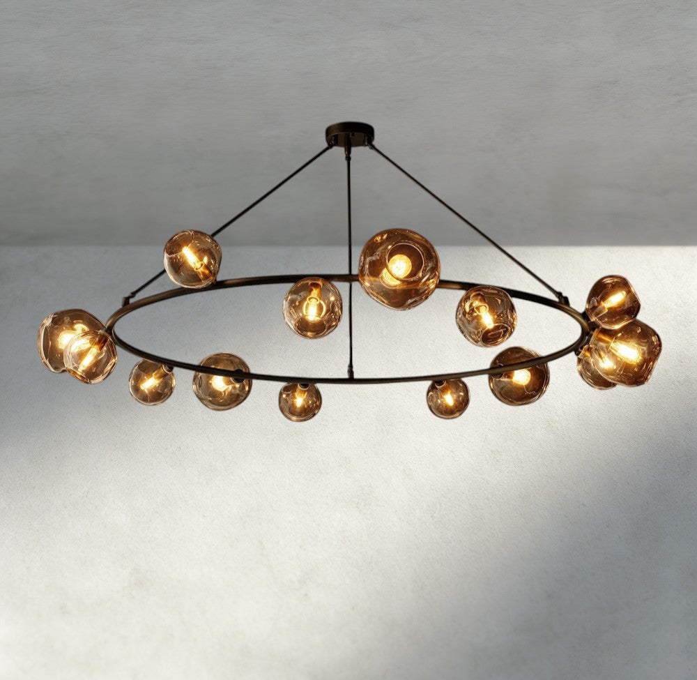 Bubble Smoke Glass Round Chandelier-Chandelier-Briglighting
