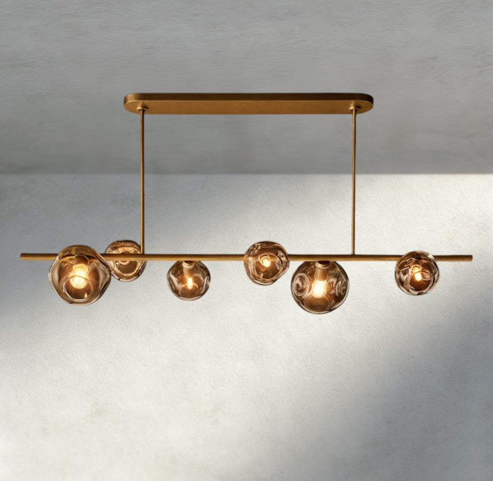 Bubble Smoke Glass Linear Chandelier-Chandelier-Briglighting