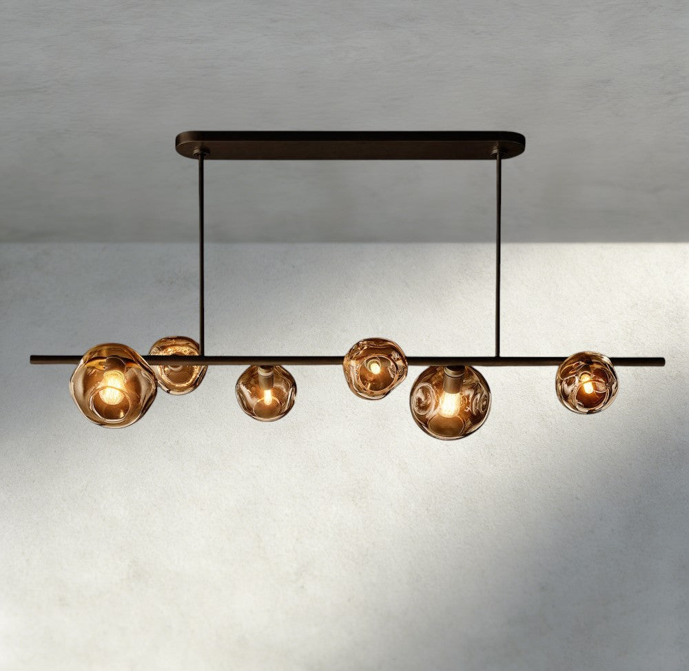 Bubble Smoke Glass Linear Chandelier-Chandelier-Briglighting