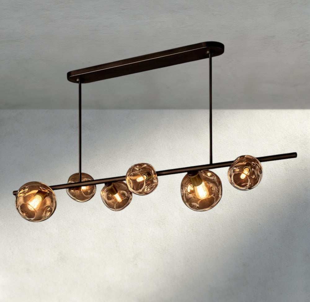 Bubble Smoke Glass Linear Chandelier-Chandelier-Briglighting