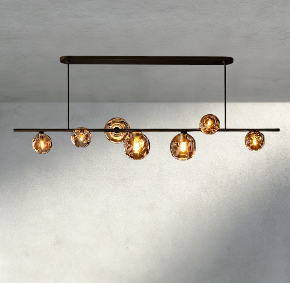 Bubble Smoke Glass Linear Chandelier-Chandelier-Briglighting
