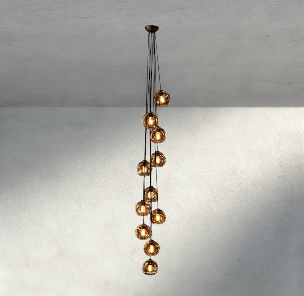 Bubble Smoke Glass Cascade Pendant-Chandelier-Briglighting