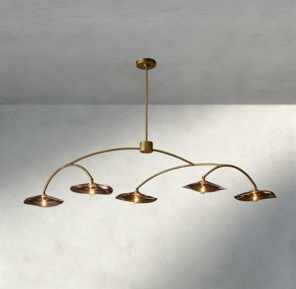 Lily Smoke Glass Linear Chandelier-Chandelier-Briglighting