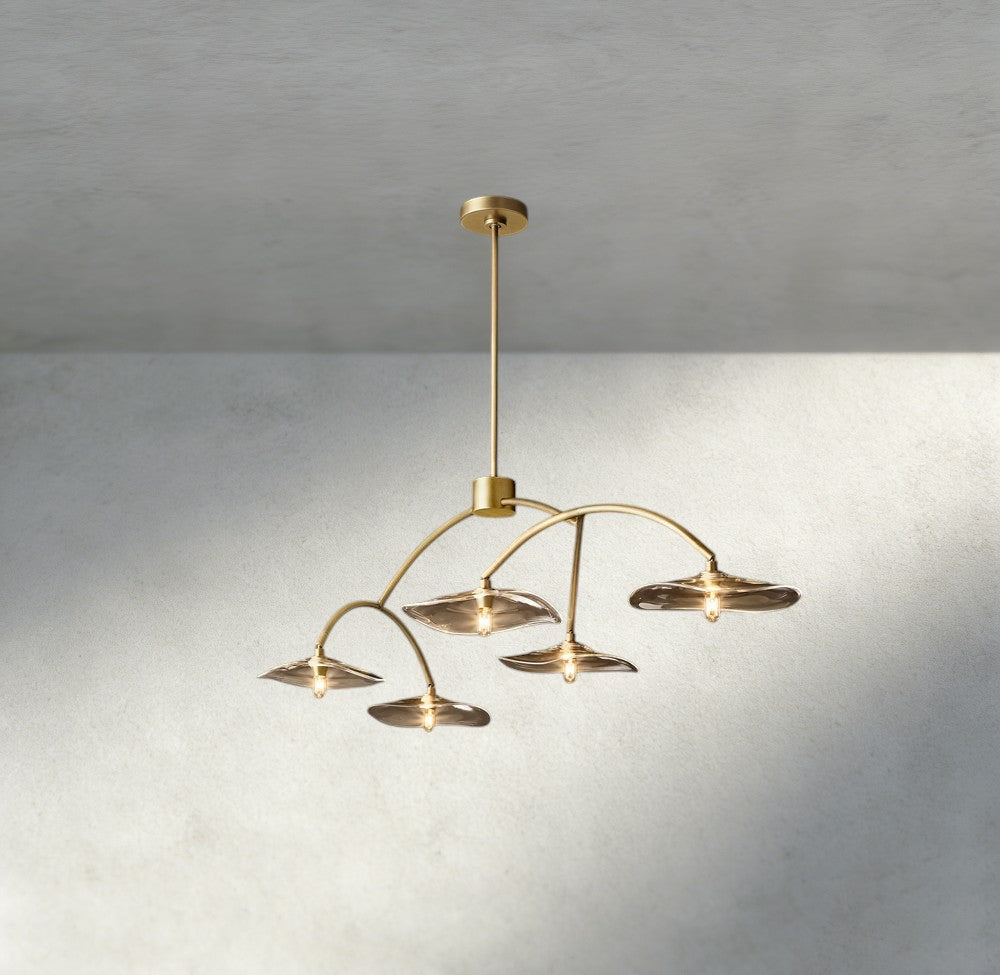 Lily Smoke Glass Linear Chandelier-Chandelier-Briglighting