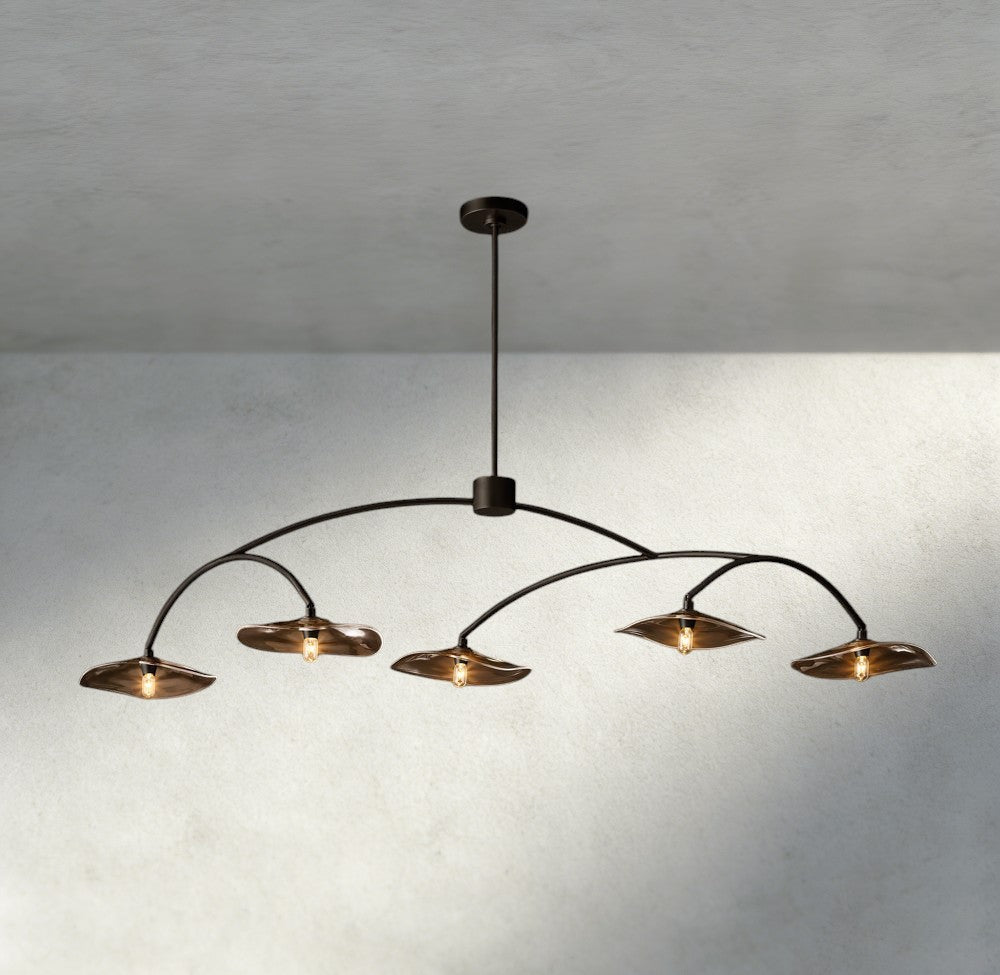 Lily Smoke Glass Linear Chandelier-Chandelier-Briglighting
