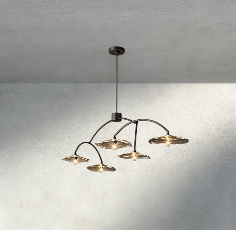 Lily Smoke Glass Linear Chandelier-Chandelier-Briglighting
