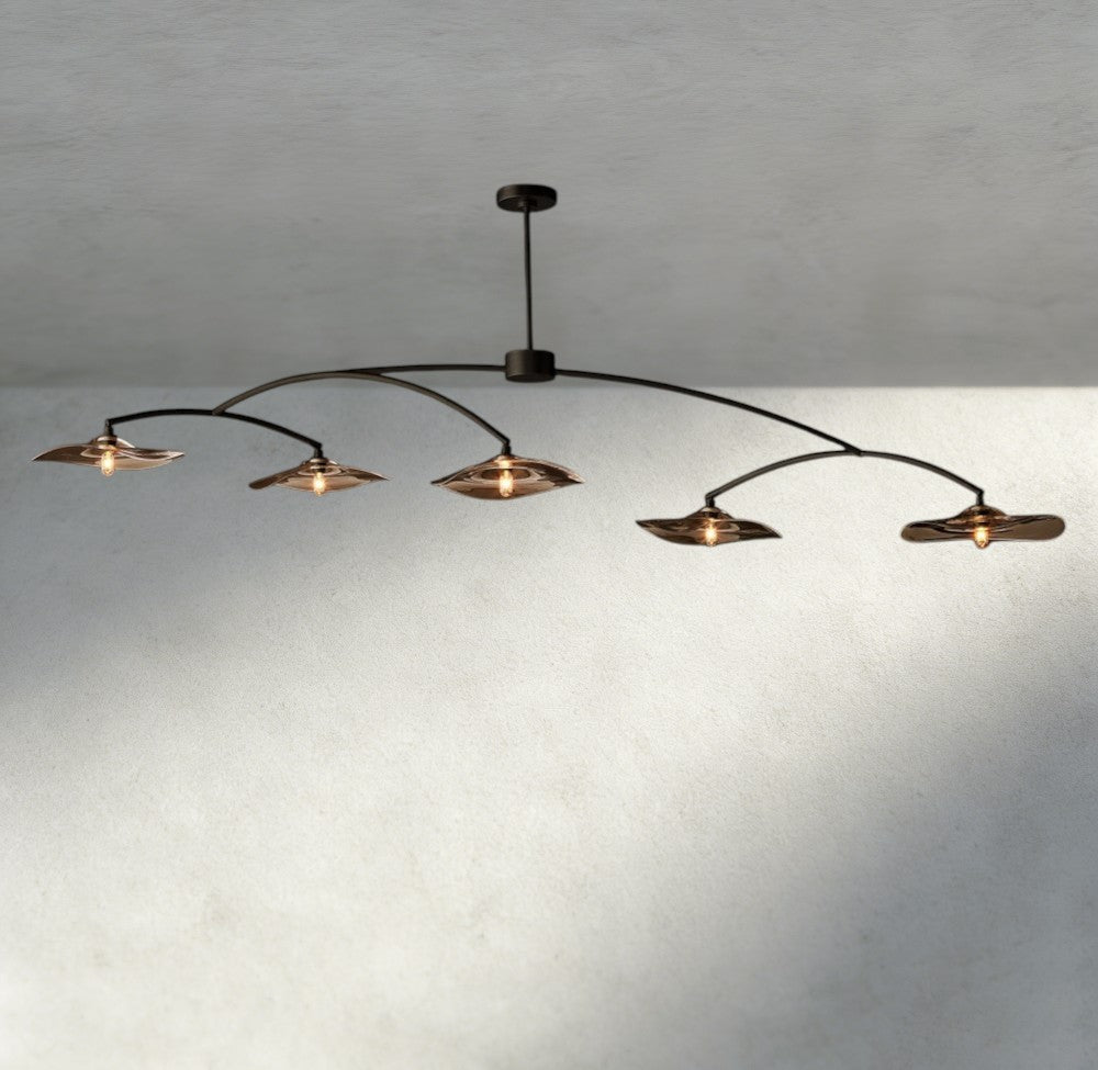 Lily Smoke Glass Linear Chandelier-Chandelier-Briglighting