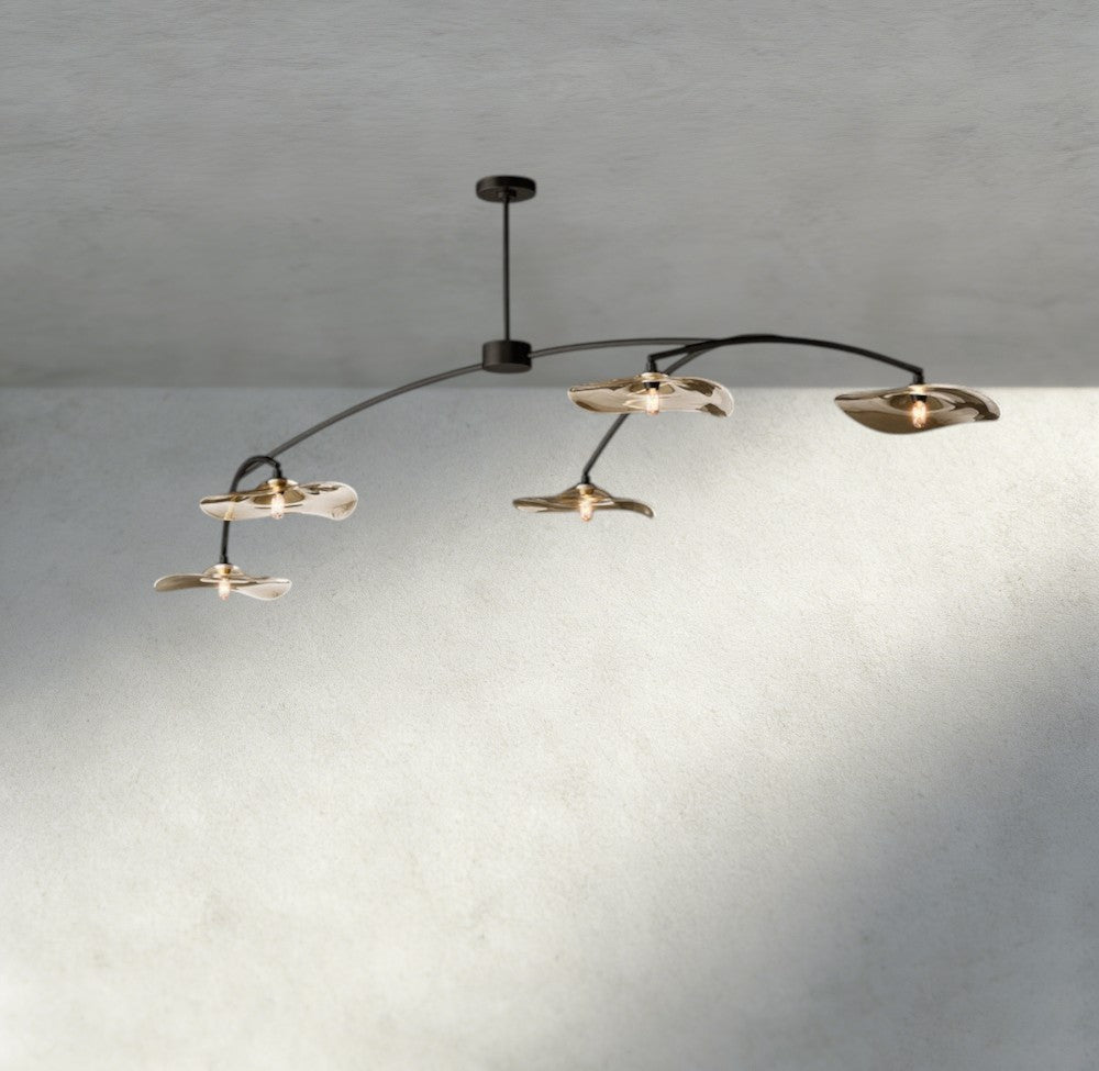 Lily Smoke Glass Linear Chandelier-Chandelier-Briglighting
