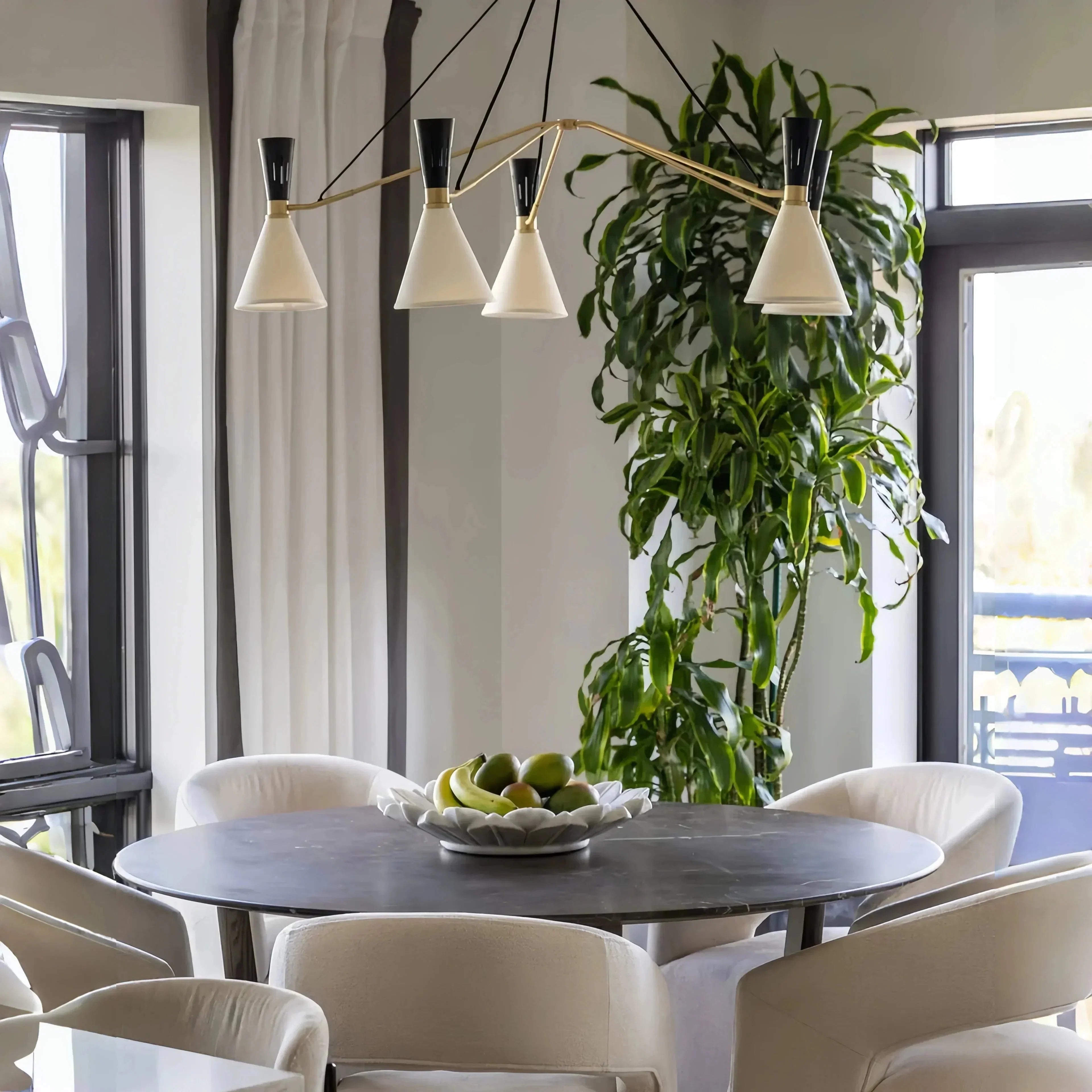 Ramsey 3/5 Lights Round Chandelier in black by Briglighting