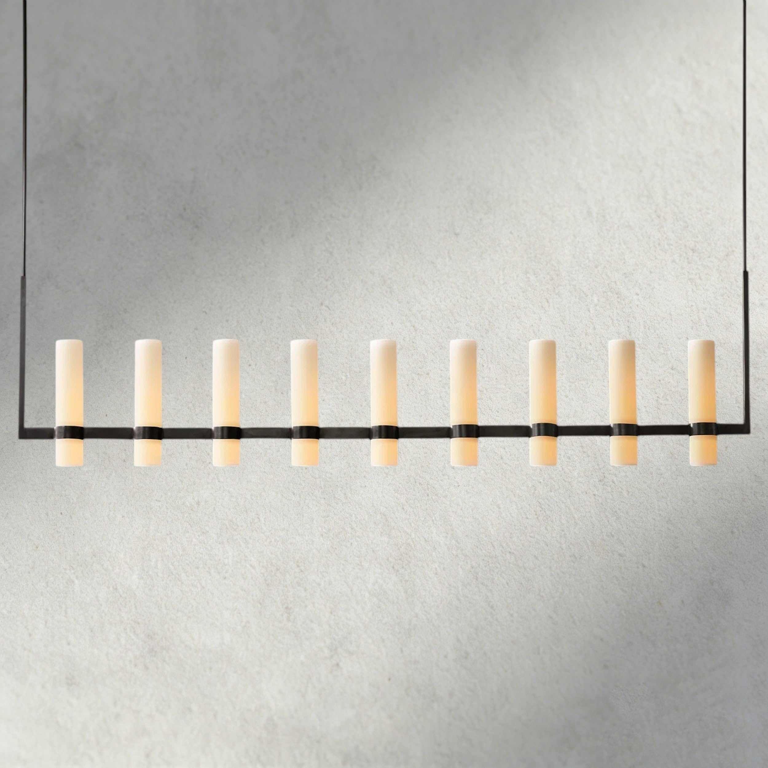 Ravelle Linear Milk Glass Chandelier 59", 71"-Chandelier-Briglighting