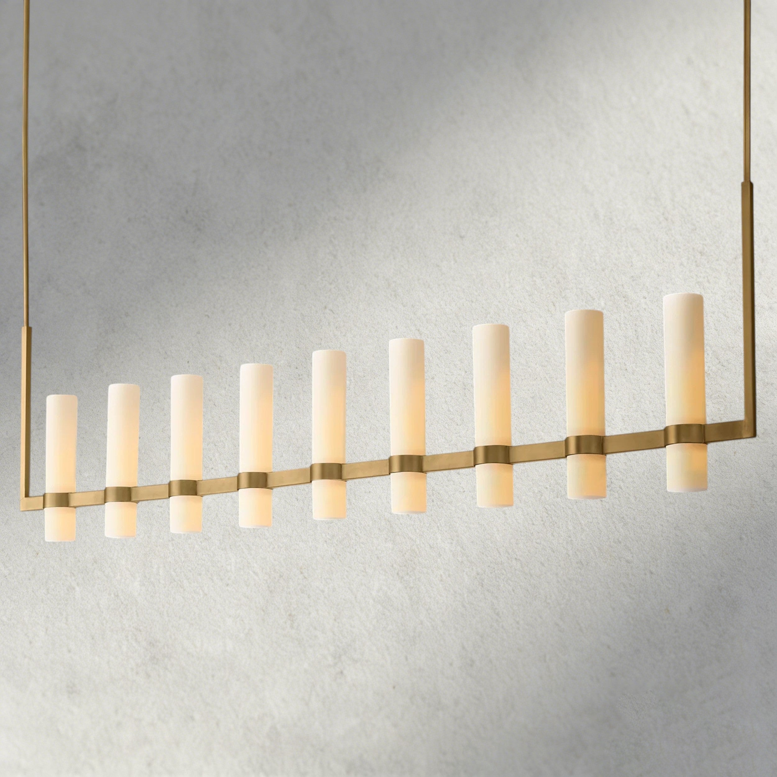 Ravelle Linear Milk Glass Chandelier 59", 71"-Chandelier-Briglighting