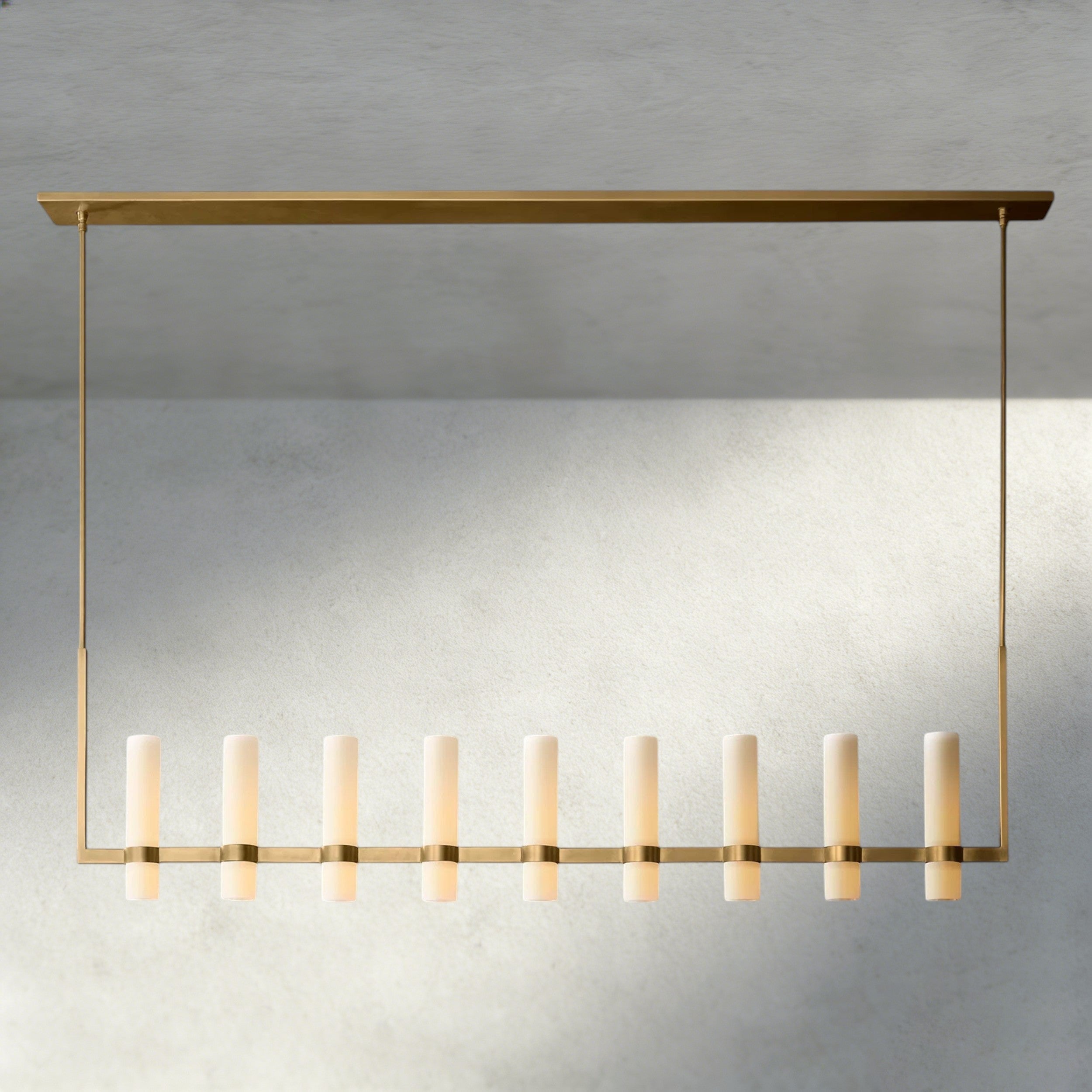 Ravelle Linear Milk Glass Chandelier 59", 71"-Chandelier-Briglighting