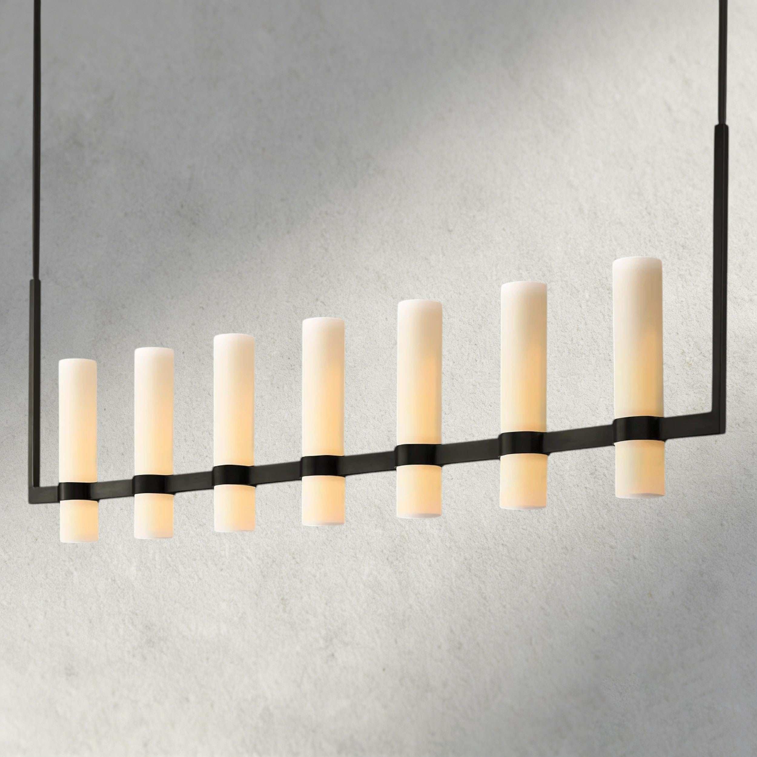 Ravelle Linear Milk Glass Chandelier 59", 71"-Chandelier-Briglighting