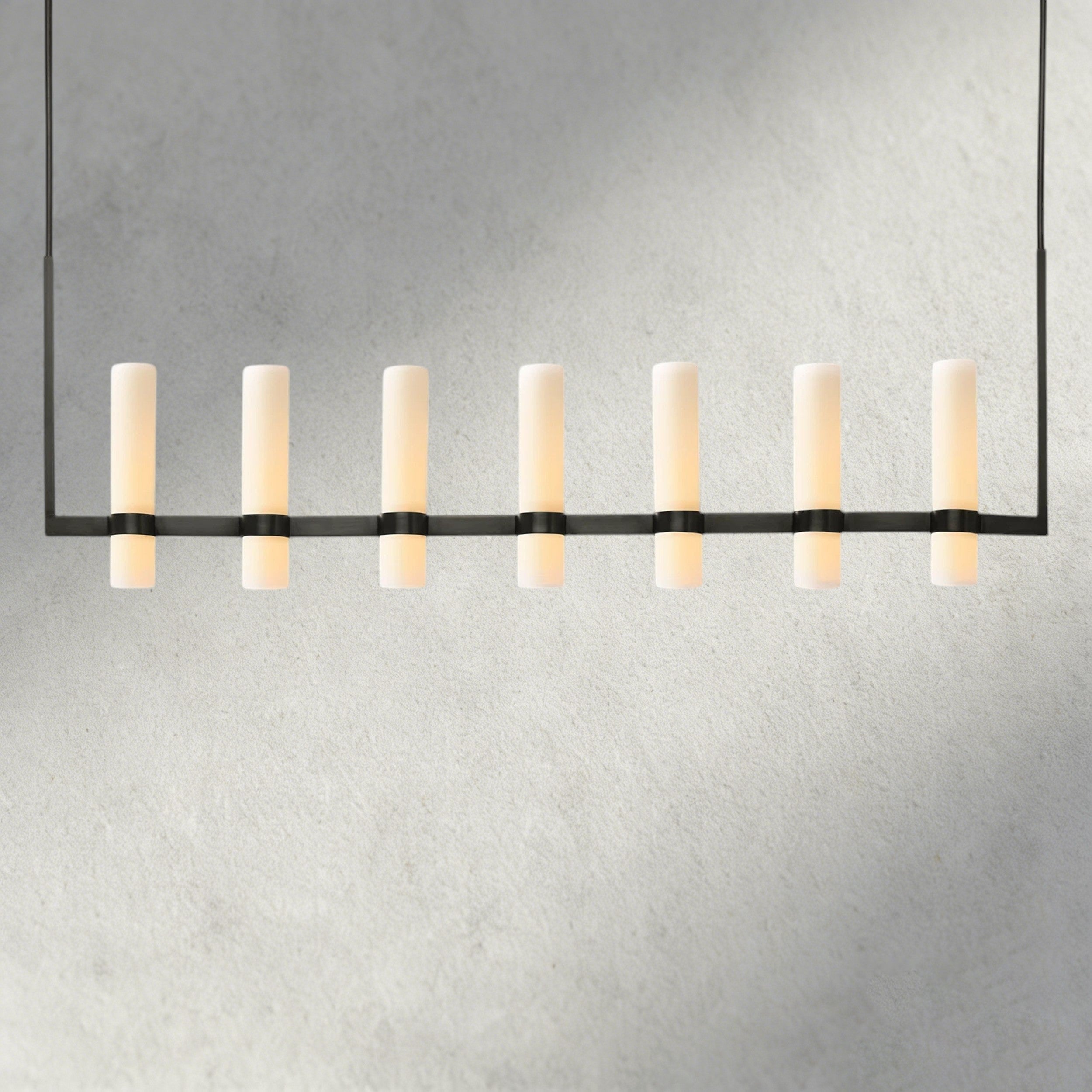 Ravelle Linear Milk Glass Chandelier 59", 71"-Chandelier-Briglighting