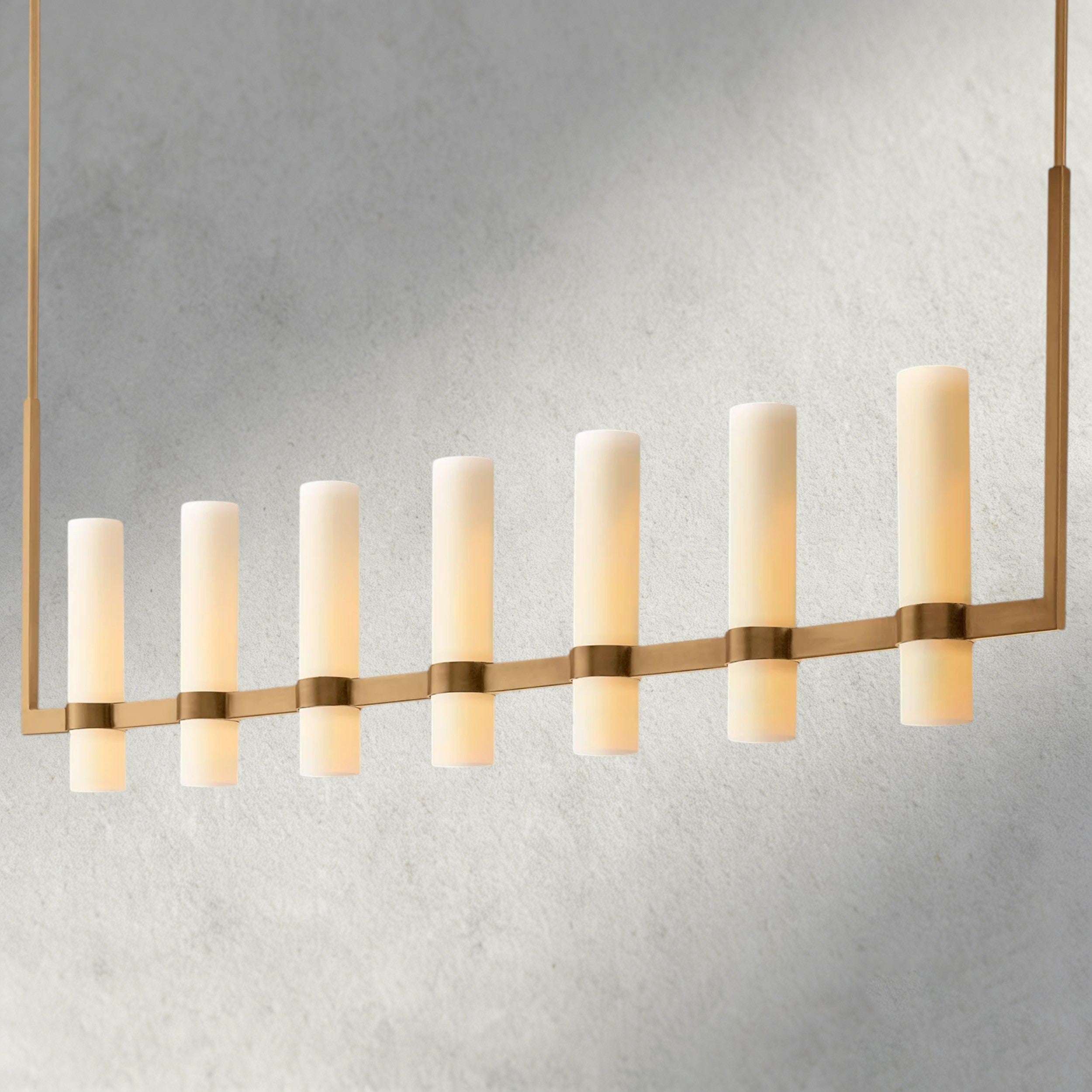 Ravelle Linear Milk Glass Chandelier 59", 71"-Chandelier-Briglighting