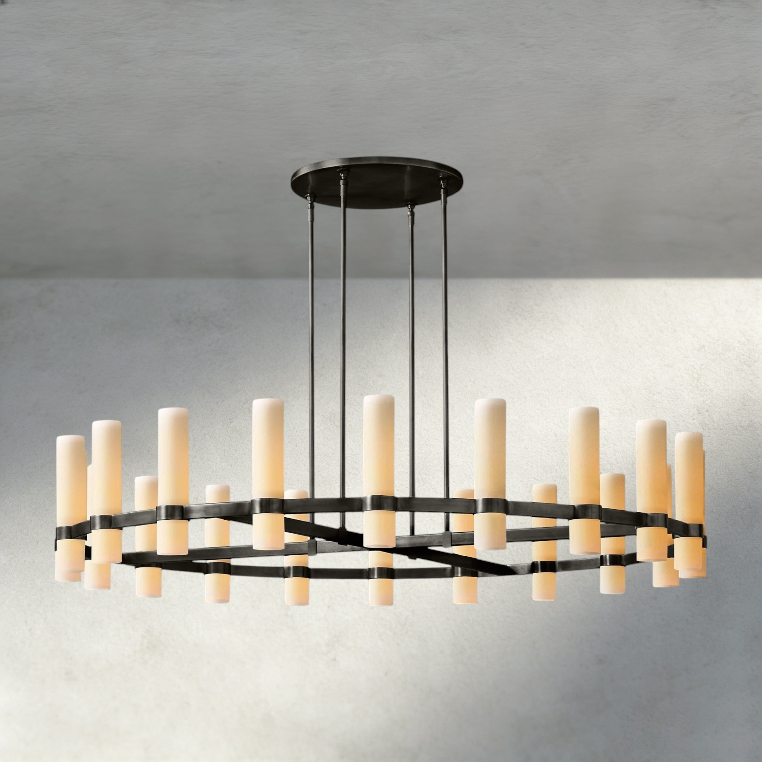Ravelle Round Milk Glass Chandelier 36", 48", 60"-Chandelier-Briglighting