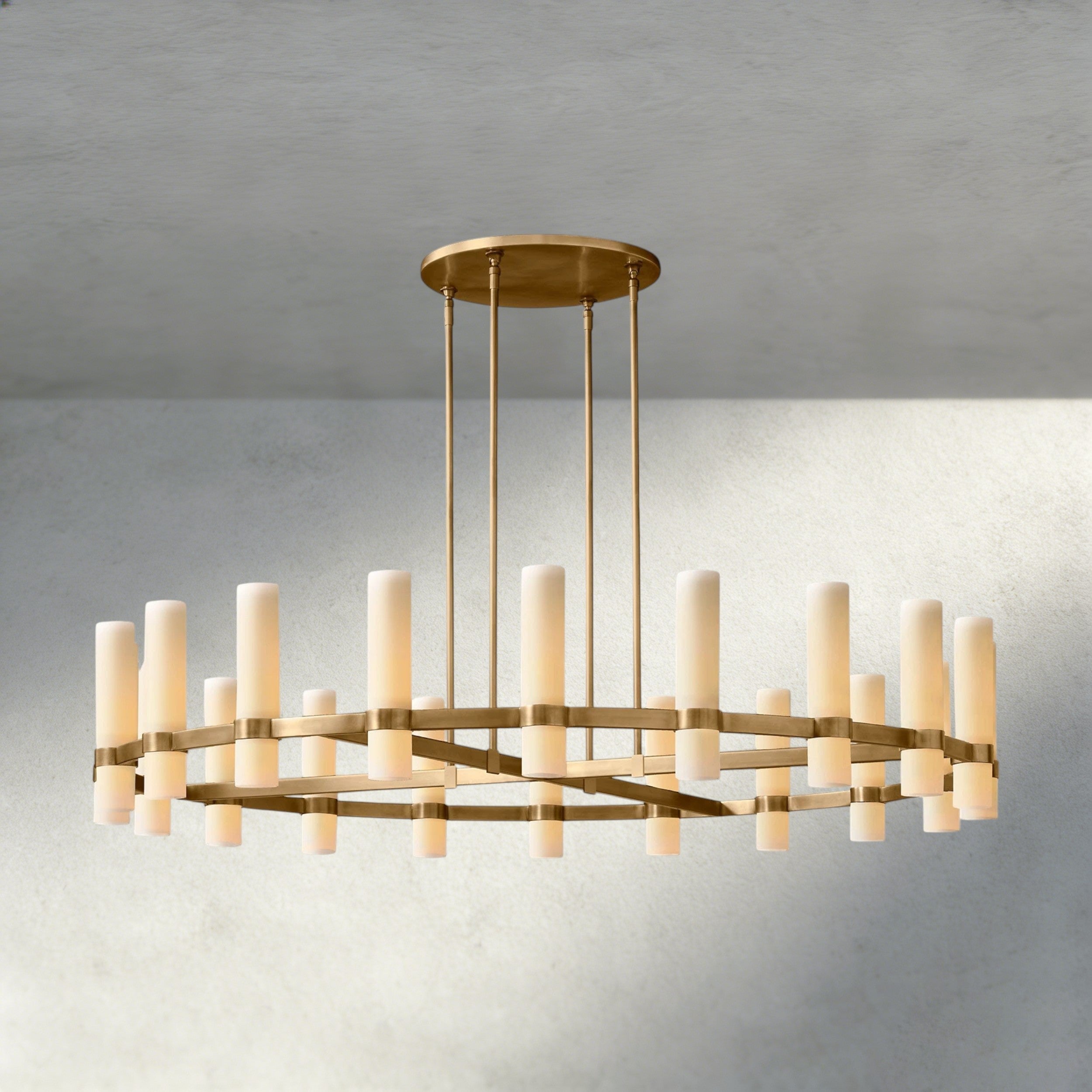 Ravelle Round Milk Glass Chandelier 36", 48", 60"-Chandelier-Briglighting
