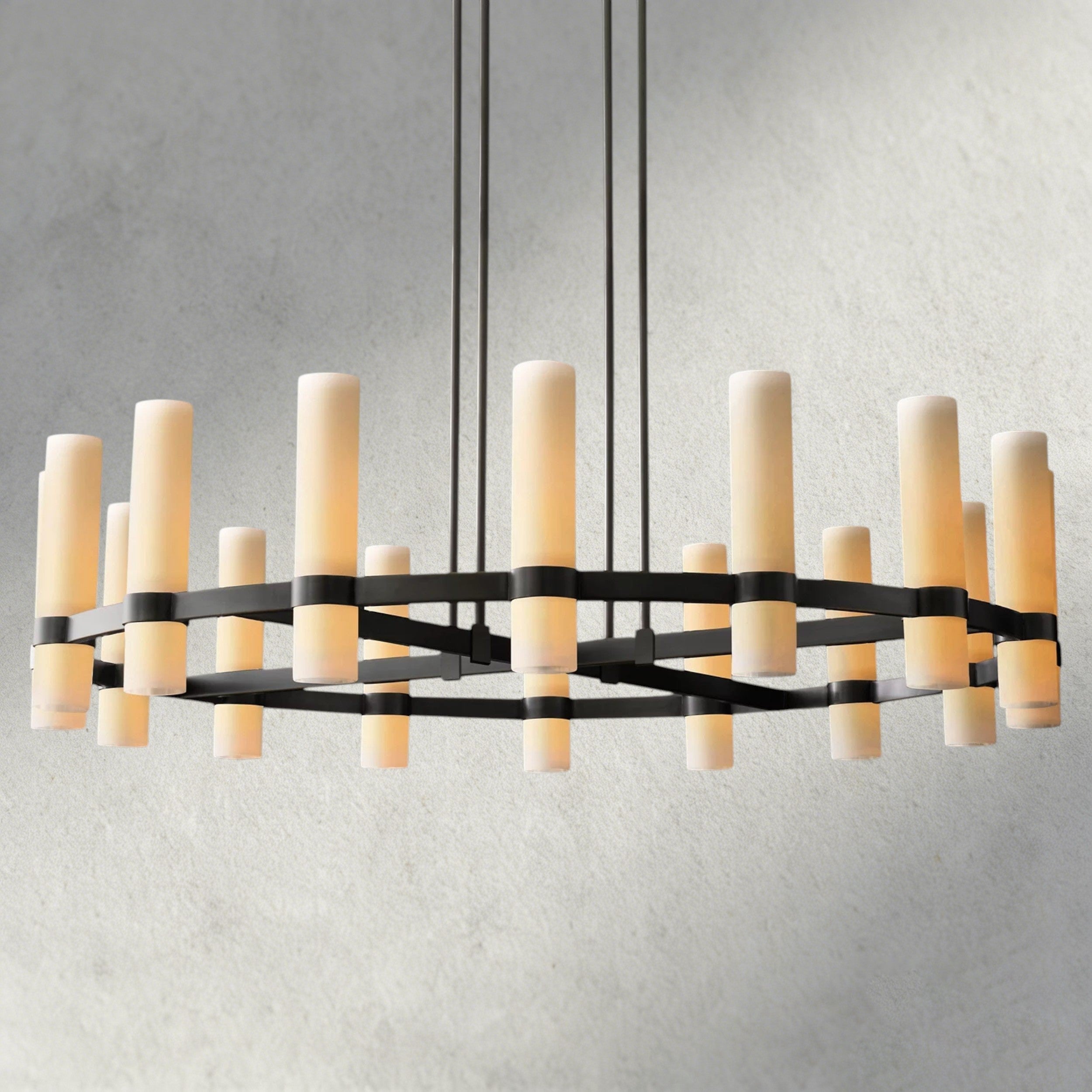 Ravelle Round Milk Glass Chandelier 36", 48", 60"-Chandelier-Briglighting