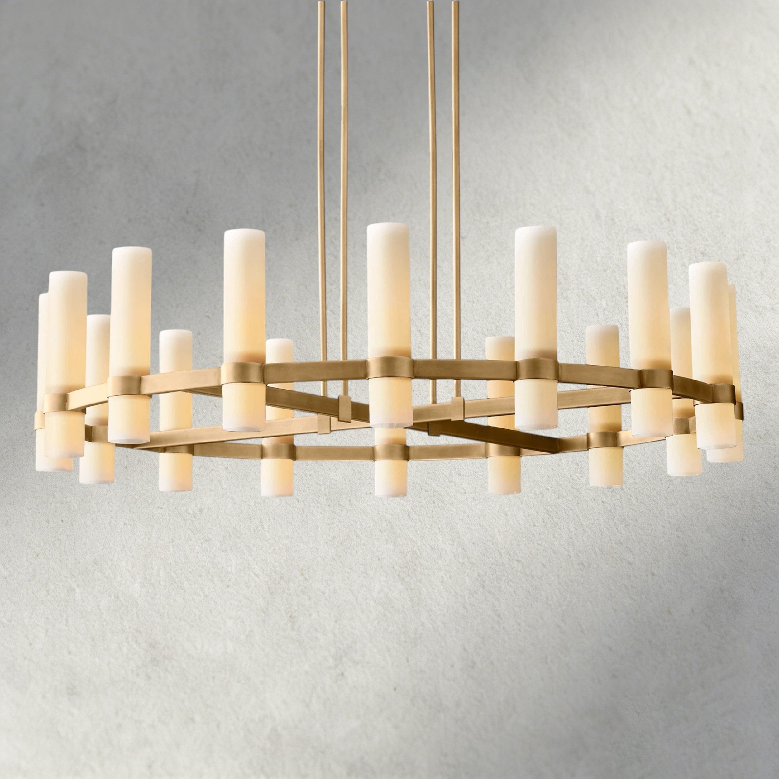 Ravelle Round Milk Glass Chandelier 36", 48", 60"-Chandelier-Briglighting