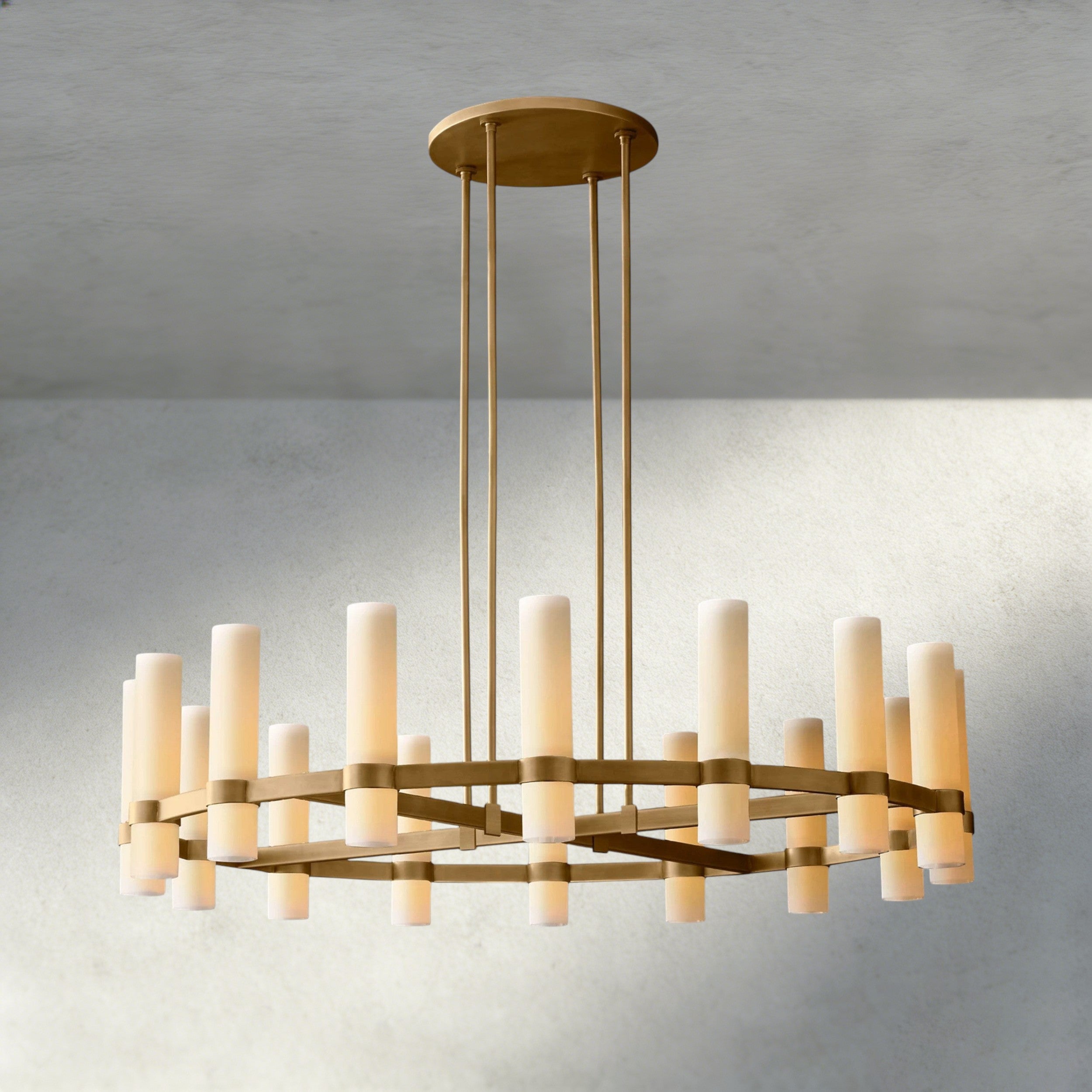 Ravelle Round Milk Glass Chandelier 36", 48", 60"-Chandelier-Briglighting
