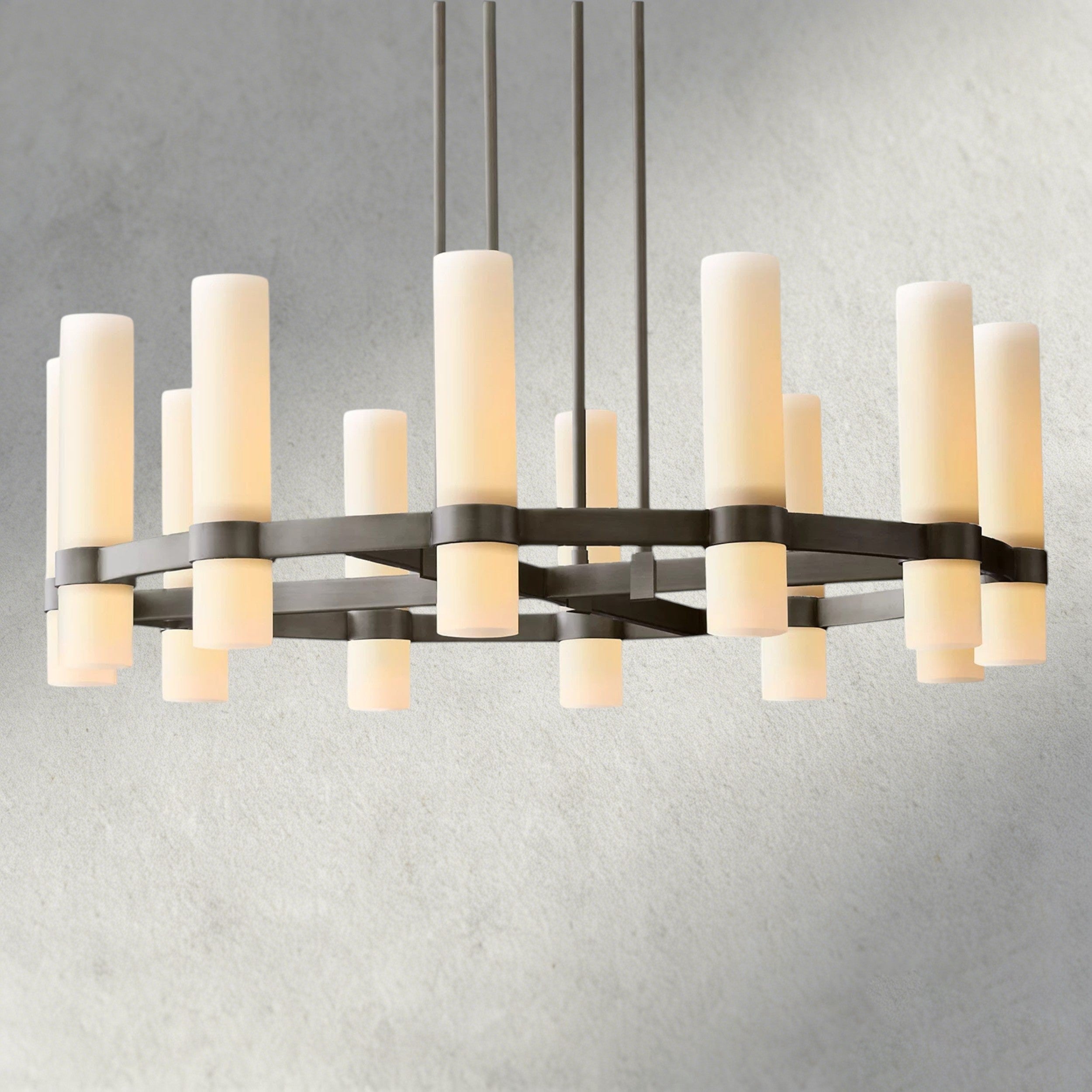 Ravelle Round Milk Glass Chandelier 36", 48", 60"-Chandelier-Briglighting