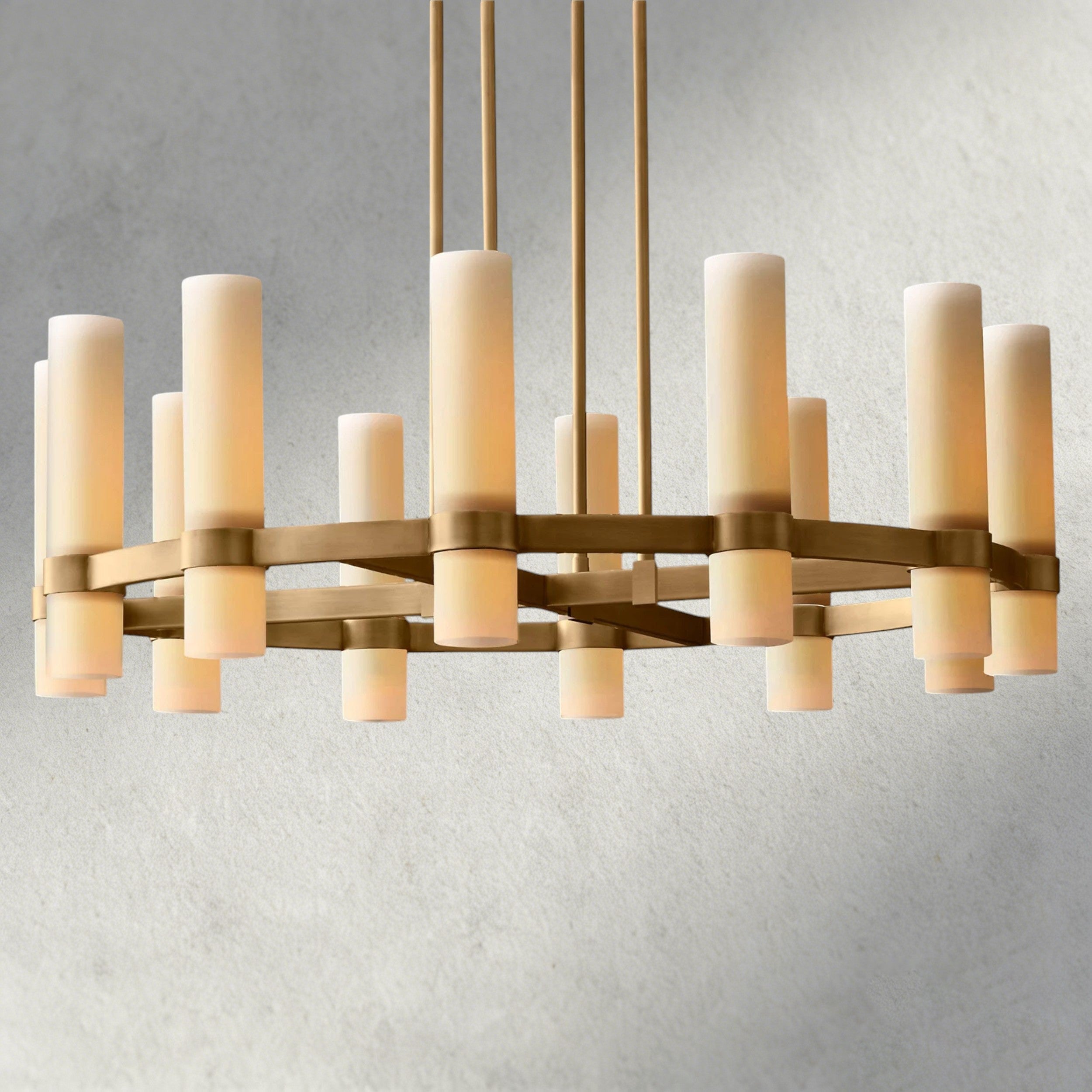Ravelle Round Milk Glass Chandelier 36", 48", 60"-Chandelier-Briglighting