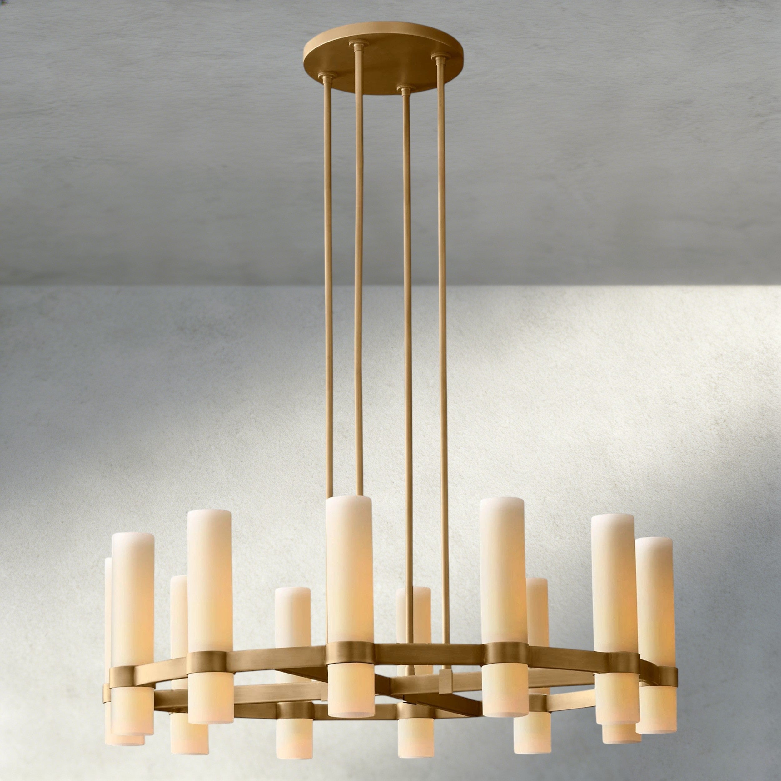 Ravelle Round Milk Glass Chandelier 36", 48", 60"-Chandelier-Briglighting