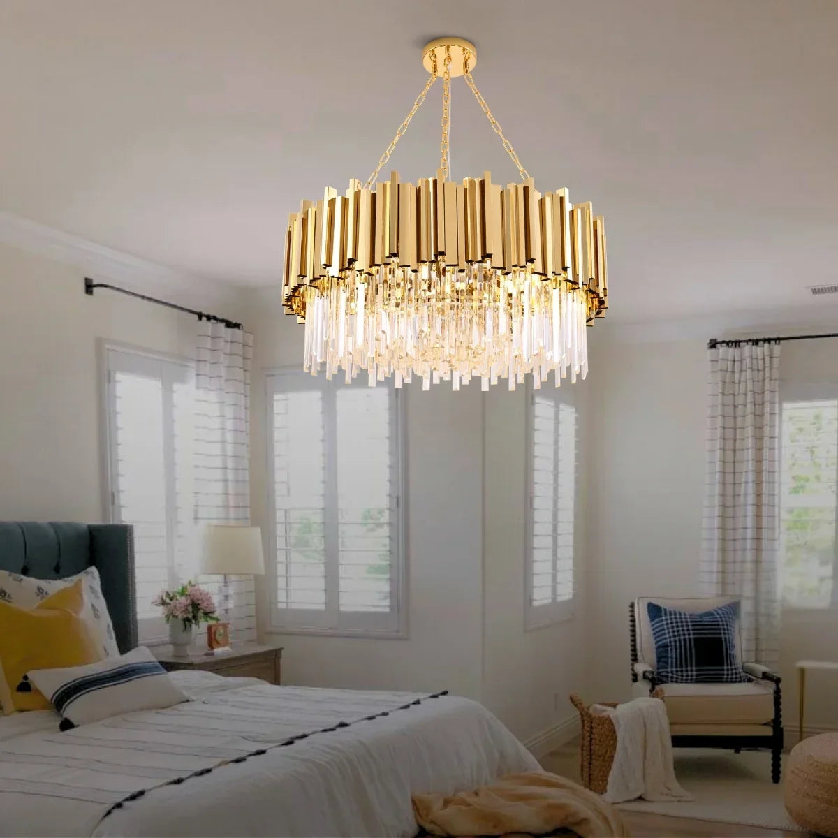 Astra Gold/Chrome Crystal Chandelier for Living Room & Dining Room-Crystal Chandelier-Briglighting