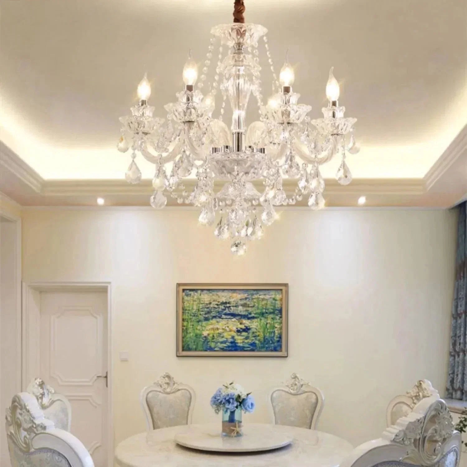 Rustic Antique European Candle Crystal Chandelier Popular Farmhouse Ceiling Light Fixture For Living Room - 15 Lights D36.2"*H22"/24.2kgWarm LightBriglighting