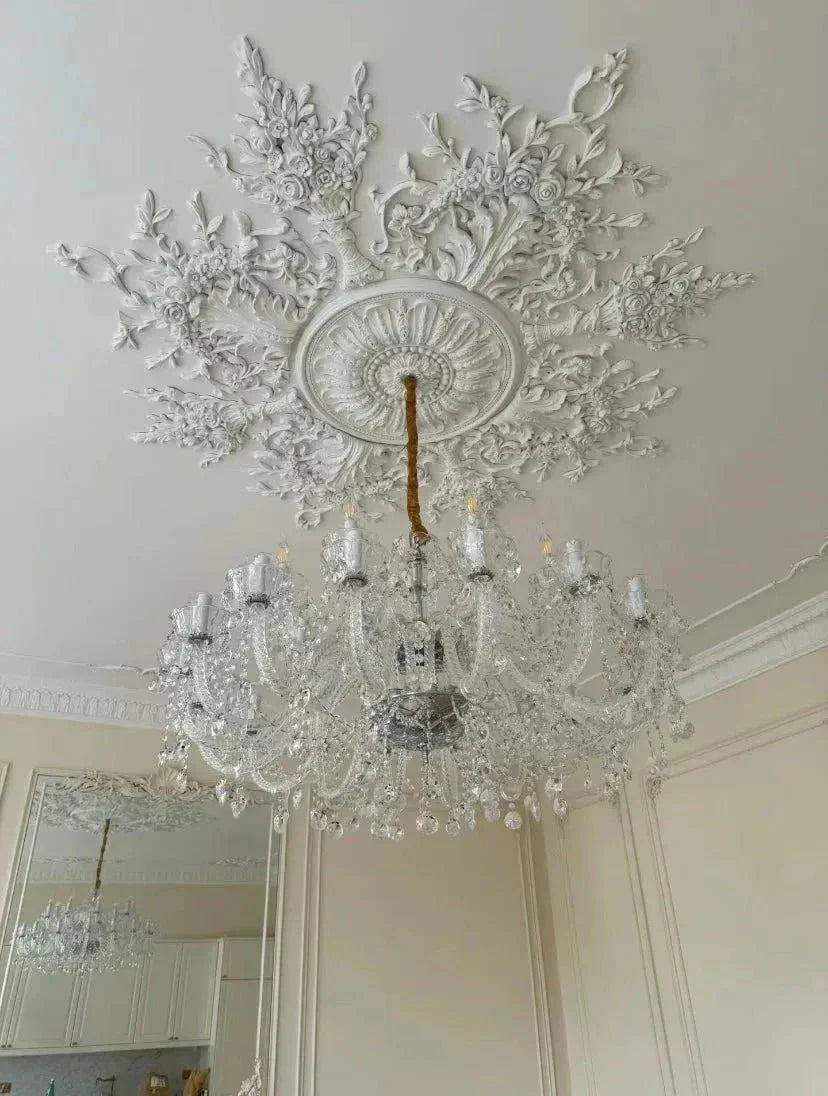 Rustic Antique European Candle Crystal Chandelier Popular Farmhouse Ceiling Light Fixture For Living Room - 15 Lights D36.2"*H22"/24.2kgWarm LightBriglighting