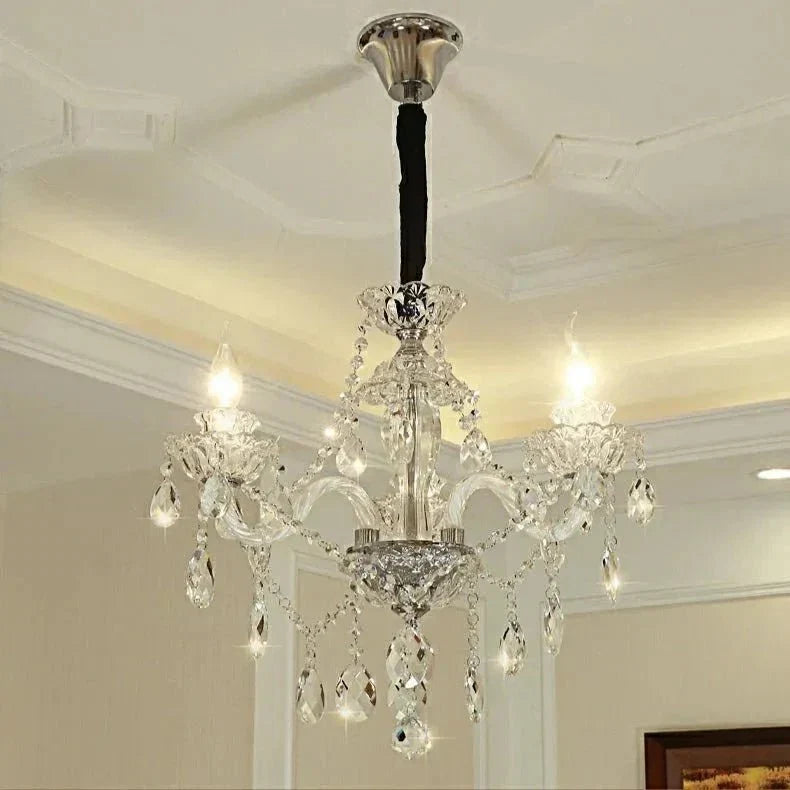 Rustic Antique European Candle Crystal Chandelier Popular Farmhouse Ceiling Light Fixture For Living Room - 3 Lights D20.1"*H17.7"Warm LightBriglighting