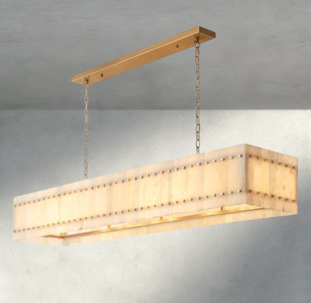 San Marco Alabaster Linear Chandelier 54", 72"-chandelier-Briglighting
