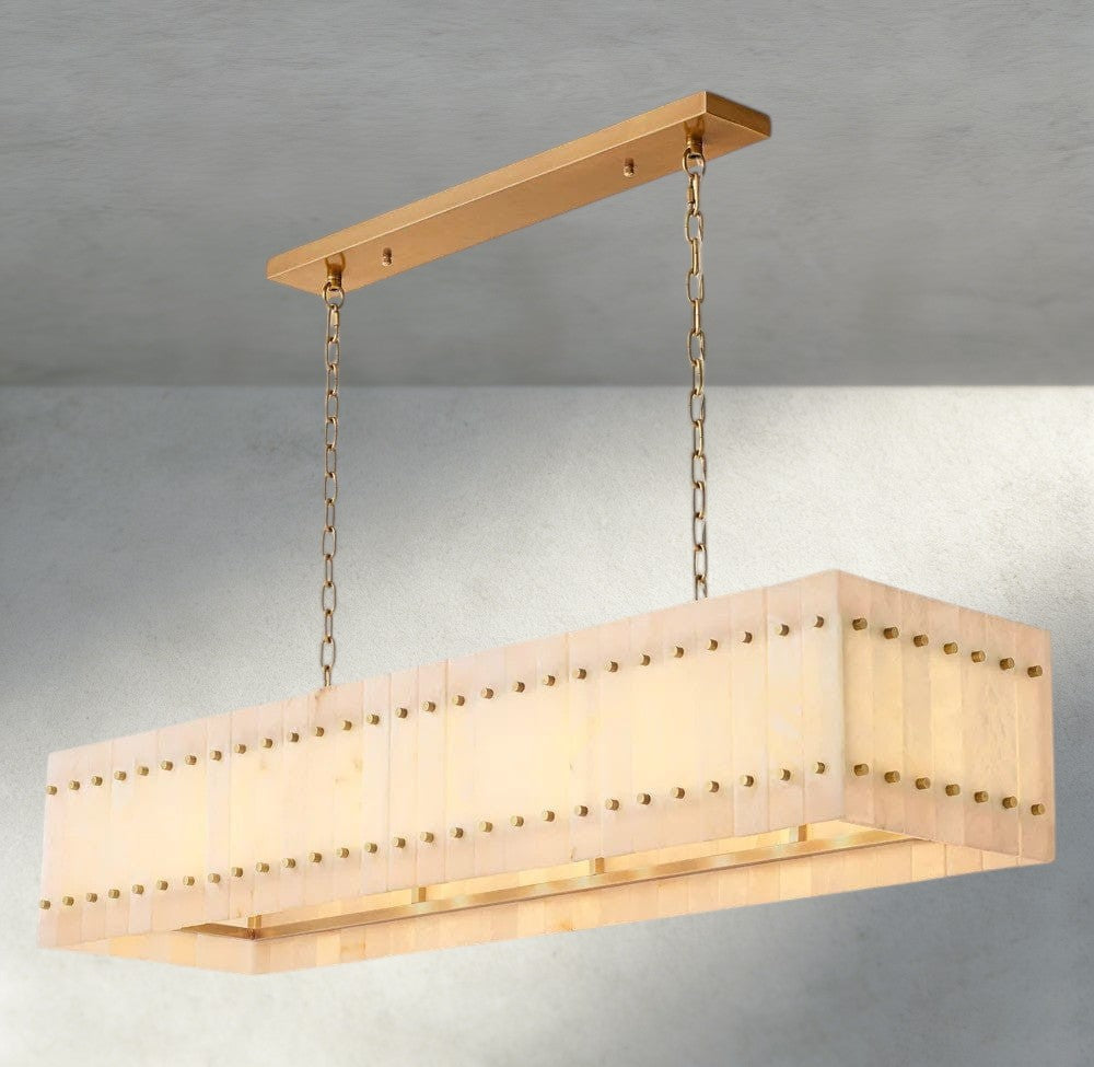 San Marco Alabaster Linear Chandelier 54", 72"-chandelier-Briglighting